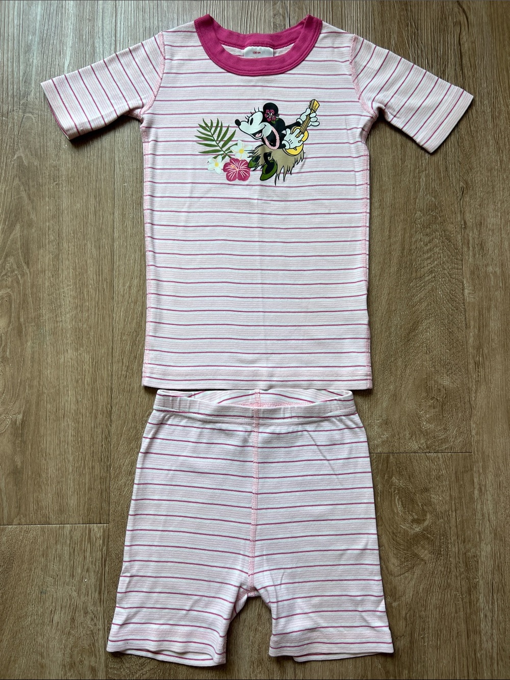 Hanna Andersson Disney Girls Striped Minnie Mouse Tropical Pajama Set Size 8